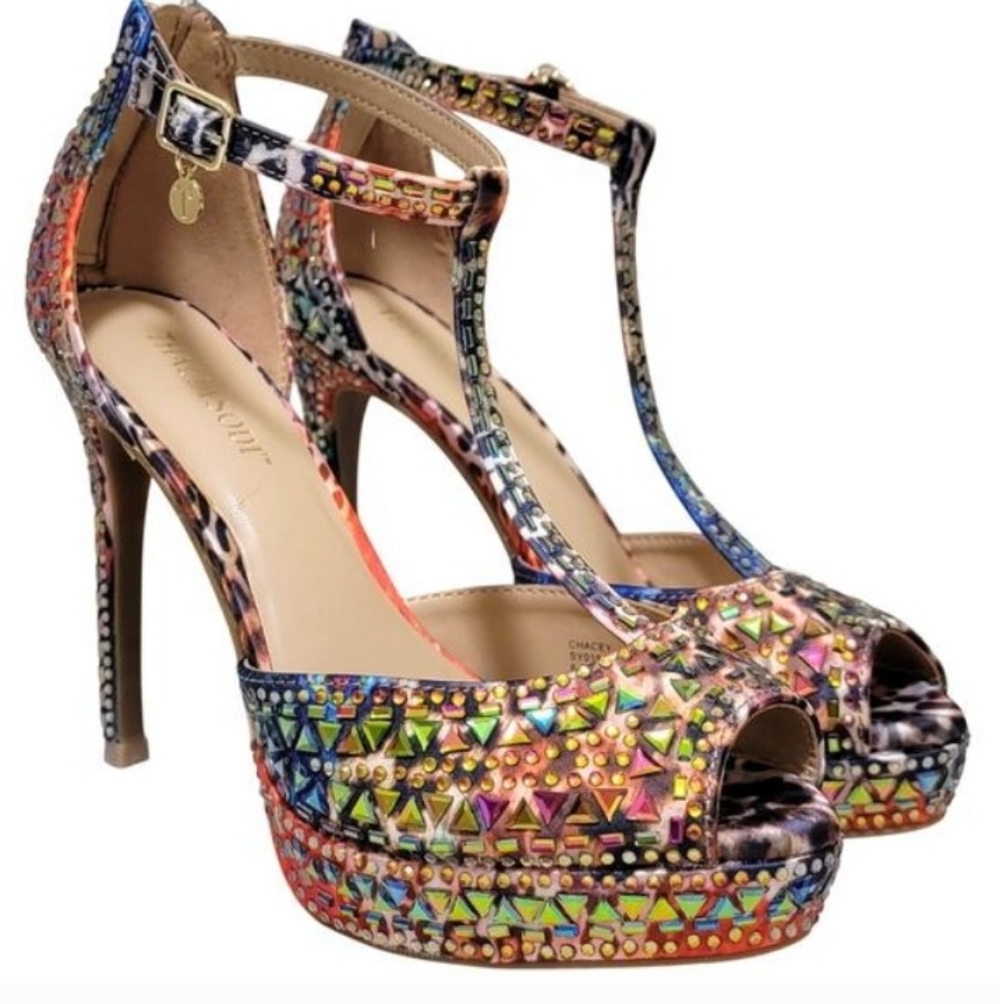 Colorful Patterned High Heel Sandals